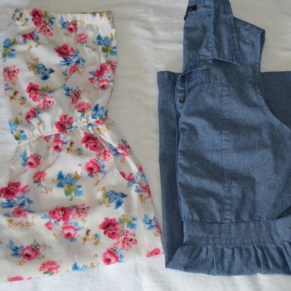 LOT OF 2 KNEE DRESS and ROMPER SIZE L  B01